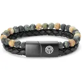 Lucleon Icon | Armband met Gele & Groene Stenen & Leer