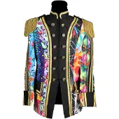 Thetru Carnavalsjas Patchwork classic heren Volwassenen Mannen Multi Kleuren Clowns en Circus Maat S