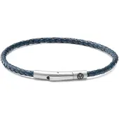 Lucleon Collins | 3 mm Marineblauwe Geweven Leren Armband