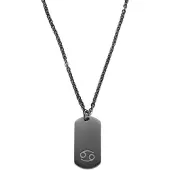 Lucleon Gunmetalkleurige Stalen Ketting met Kreeft Sterrenbeeld
