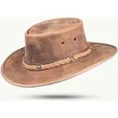 Barmah Leren hoed opvouwbaar Squashy Bronco tan (lichtbruin) maat XXL