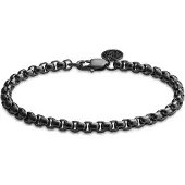 Lucleon Essentials | 5 mm Gunmetal Zwarte Armband met Gebogen Venetiaanse Schakels
