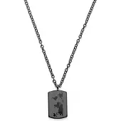 Lucleon Zwarte Ketting met Wereldkaart