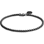 Lucleon Essentials | 3 mm Gunmetal Zwarte Armband met Gebogen Venetiaanse Schakels