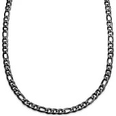 Lucleon Essentials | 10 mm Gunmetal Zwarte Ketting met Figaro Schakels