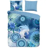 Hip dekbedovertrek Lumi blauw - 100% katoen/flanel - 240 x 220 cm