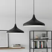 Bamyum Champion hanglamp, industriële Modern stijl, Ø35 cm, zwart metalen lamp