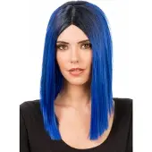 Chaks Rechte pruik halflang blauw