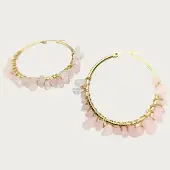 Yehwang Pink Crystal - Natuursteen - Oorbellen - Stainless Steel