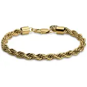 Lucleon Essentials | 6 mm Goudkleurige Armband met Gedraaide Schakels
