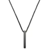 Lucleon Matte zwarte roestvrijstalen ketting met staafvormige hanger