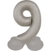 Folat - Staande folieballon Cijfer 9 Moonlight Silver - 41 cm