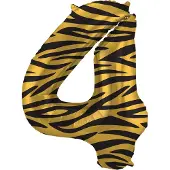 Folat - Folieballon Cijfer 4 Tiger Chic - 86 cm