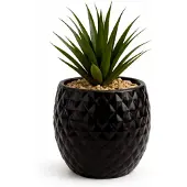 Casa Di Elturo Kunstplant Aloe Vera in Zwarte Ananas Pot – H21 cm