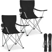 TRVLMORE Campingstoelen - Opvouwbaar - 2-Pack - 120KG Draagvermogen - Incl. Draagtas - Klapstoel - Visstoel - Kampeerstoel - Vouwstoel - Zwart