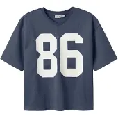 Name it KIDS T-shirt blauw Jongens Katoen V-hals Printopdruk - maat 122/128