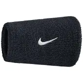 Nike Klassieke Swoosh dubbel brede zweetband (Zwart/Wit)