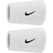 Nike Klassieke Swoosh dubbel brede polsband (Set van 2) (Wit/zwart)