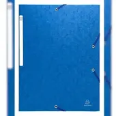 Exacompta 50x Scotten Elastomap + 3 kleppen in gewafeld glanskarton 425g/m2 - A4 - Blauw - 55752E