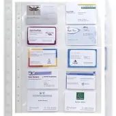 Exacompta 10x Pak van 10 geperforeerde showtassen voor visitekaartjes 10 vakjes gladde PP 11/100ste - A4 - Transparant - 55046E