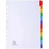 Exacompta 20x Tabbladen karton 160g - versterkte gekleurde tabs + inbdexblad - 12 tabs - A4 - Wit - 1112E