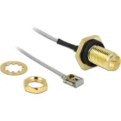 DeLOCK MHF I LK (v) - RP-SMA (v) kabel met afdichtring - Micro Coax (1,13 mm) - 50 Ohm / grijs - 0,10 meter