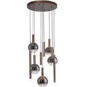 Paul Neuhaus Hanglamp Bowl, dimbaar, bruin / roest, Woon-/ Eetkamer, Glas, Modern