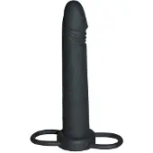 Shots toys – Siliconen Strap-on voor Dubbel Plezier met Cockring en Testikel Ring - Zwart