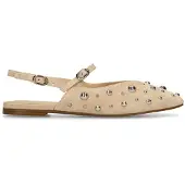 Manfield Beige suède slingbacks met zilveren studs | Maat 37
