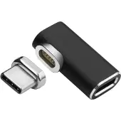Microconnect Magnetische USB-C Adapter - MICRO CONNECT - 90 - Mannelijk-Vrouwelijk - Recht - Zwart