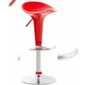 CLP Saddle Barkruk - Verstelbaar - Voetsteun - Kunststof - rood/chroom