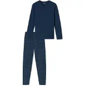 Schiesser Pyjama lang ' Casual Essentials ' donkerblauw / grijs