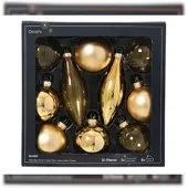 Kaemingk Gouden Kerstballen Spleten Mix Set - 10 Stuks Glas
