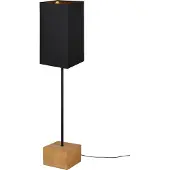 TRIO Vloerlamp Woody, hout/textiel, kubusvorm, zwart