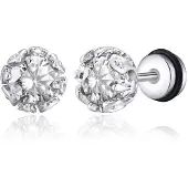 Mendes Oorknoppen RVS zilverkleurig – Transparante Zirconia 8-Klauw