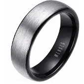 Mendes Wolfraam ring geborsteld zilver met Zwart 6mm-23mm