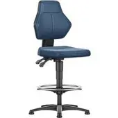 BIMOS Werkstoel Allrounder, zonder armleuningen, permanent contact, met glijders, kunstleer blauw