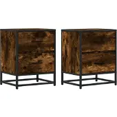 vidaXL Nachtkastjes 2 st 40x31x50 cm bewerkt hout gerookt eikenkleurig