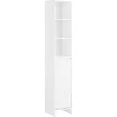 SoBuy Hoge badkamerkast BZR158-W - wit - 30x170x30 cm - met waszak en opbergruimte