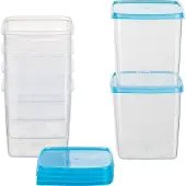 OEM Kunststof kubusvormige containers, lichtblauw, 11x11x11,7 cm, 1 liter inhoud, 6 stuks