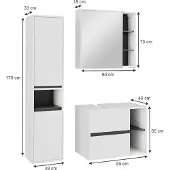 Vicco Viola Badkamermeubelset – 3 delen Wit/Grijs