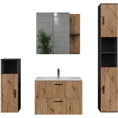 Vicco Badkamermeubelset Irma, Antraciet/Goudkleurig Eiken, 5 delen
