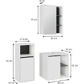 Vicco Viola Badkamermeubelset – 3 delen Wit/Grijs