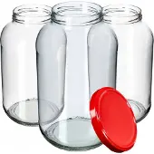 Kadax Brest Glazen Pot 4L 100mm + Rood Deksel 8st