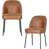 Woood Vogue Eetkamerstoelen - Leer - Cognac - Set van 2