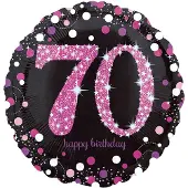 Anagram Folieballon HBD sparkling pink 70 (45cm) (zwart, pink, zilver)
