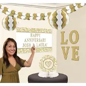 Amscan feestdecoratieset Colourful Wedding goud 9-delig