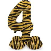 Folat - Staande folieballon Cijfer 4 Tiger Chic - 41 cm