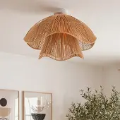 LumenXL Natuurlijke plafondlamp Eira van papiertouw in organische vorm