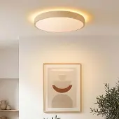 LumenXL Moderne plafondlamp Arvid met beige steeneffect, 3-staps dimbaar Ø40 cm